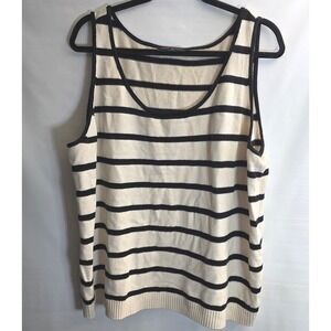Lane Bryant Striped‎ Sleeveless Sweater Plus Size 22 24 Knit Cream Black Layers